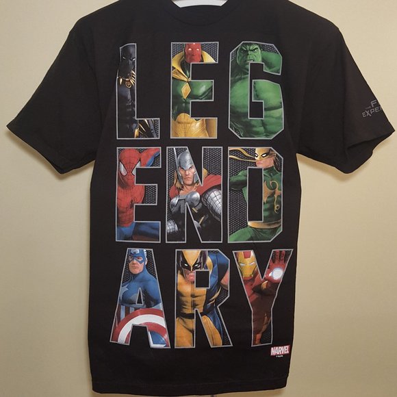 Marvel Other - MARVEL LEGENDARY MEDIUM T-SHIRT - Spider-Man, Thor, Iron, Hulk, Wolverine
